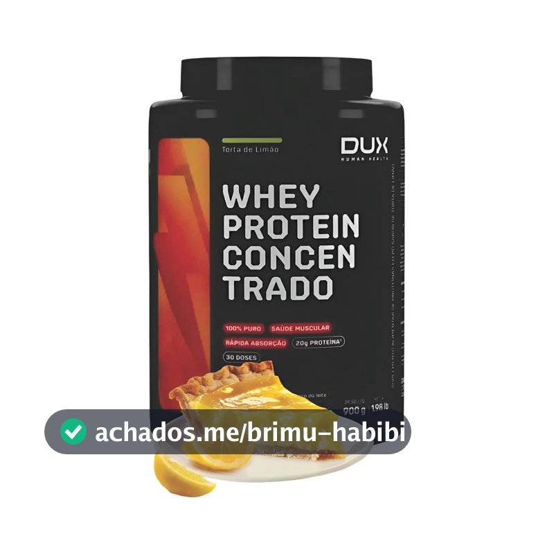 Whey Dux Concentrado 900g 32 Doses 20g Proteína Sabor Limao Sabor Torta De Limão