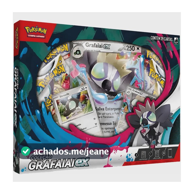 Box Cards Pokémon Coleção Grafaiai Ex 39 Cartas - Copag