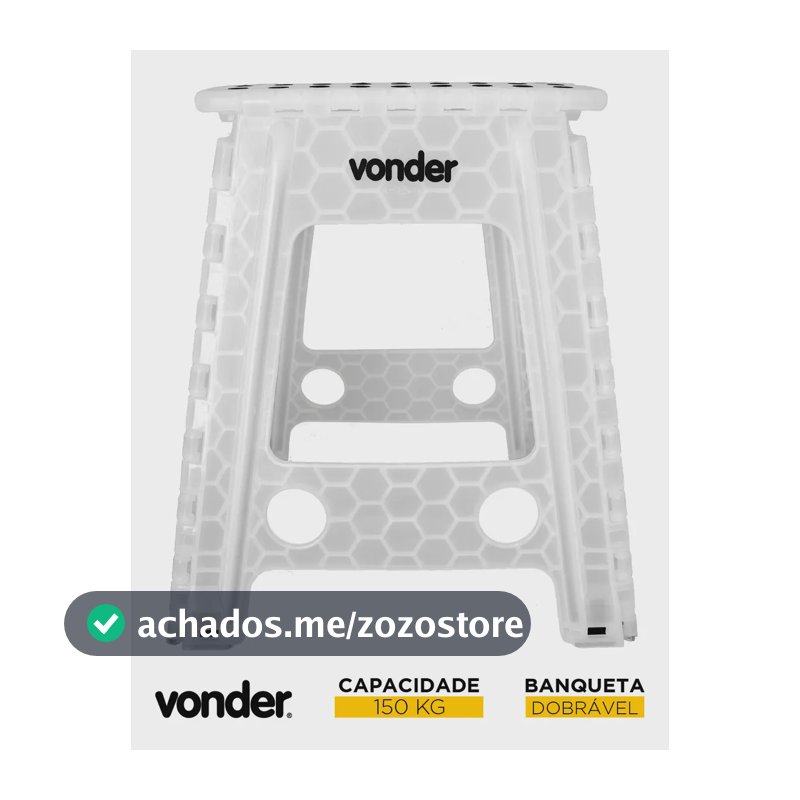 Banqueta Plástico Dobrável 450mm Branca Vonder Cor Branco