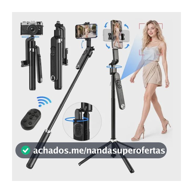 Tripé Para Celular aweshine 1.8m Com Rastreamento Facial IA e Bluetooth Para Live, Vlog e Câmera