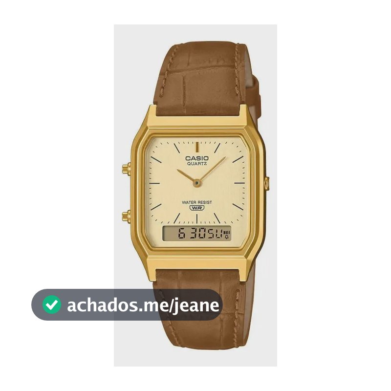 Relógio vintage Casio AQ-230EGL-9a Local Barrio Belgrano em marrom dourado