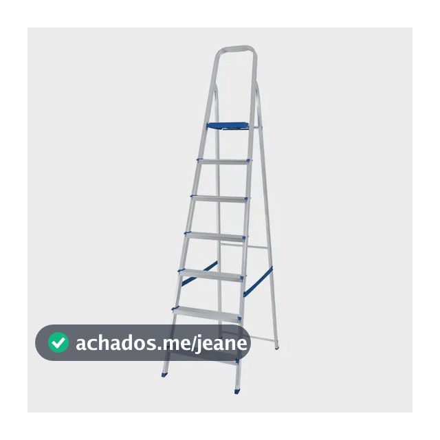 Escada Alumínio 7 Degraus Tesoura Capacidade 120 Kg Mor Cor Prateado