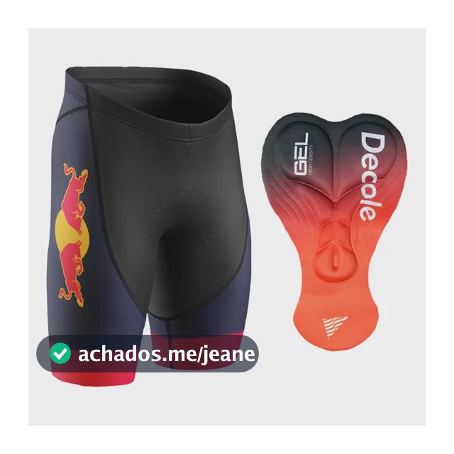 Bermuda Ciclismo Forro Gel D80 Preto Mtb Bike Red Bull
