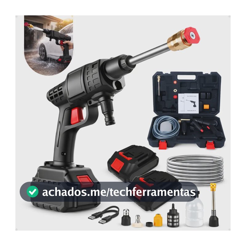 Lavadora de Alta Pressão Portátil Recarregável Lava Jato 48V 600W Bivolt