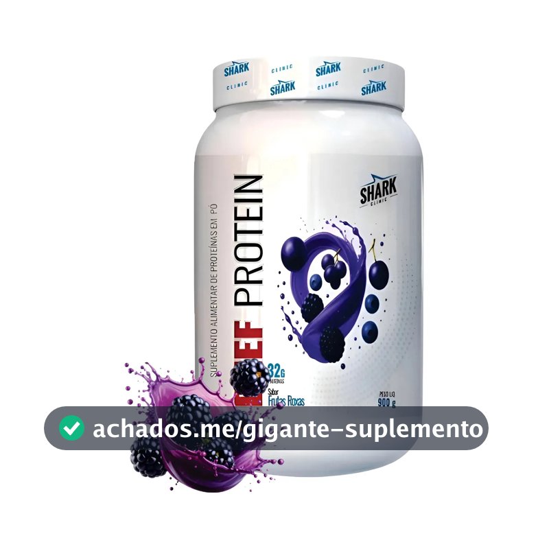 Whey Beef Protein Zero Lactose 900g Shark Pro Sabor Frutas Roxas
