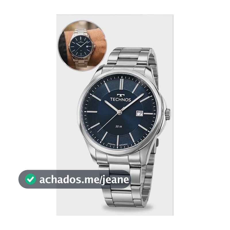 Relógio Technos Masculino Steel Aco Inox Prata Fundo Azul Analógico Prova Dagua Elegante Classico 2115TWS-1A