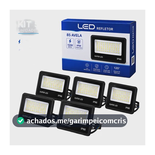 Kit 5 Refletor Smd Led 200w Prova Dágua Tg Branco Frio 127/220v Preto Branco-frio