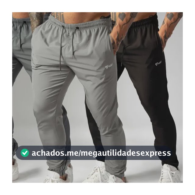 Kit 3 Calças Jogger Masculinas De Tactel Com Elastano Ziper