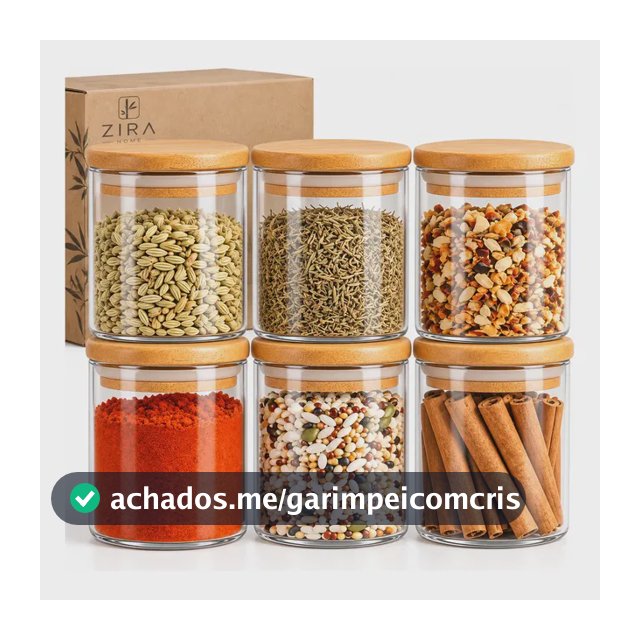 Kit 6 Pote Vidro Porta Temperos Hermético Cozinha Organiza Vidro/tampa De Bambu