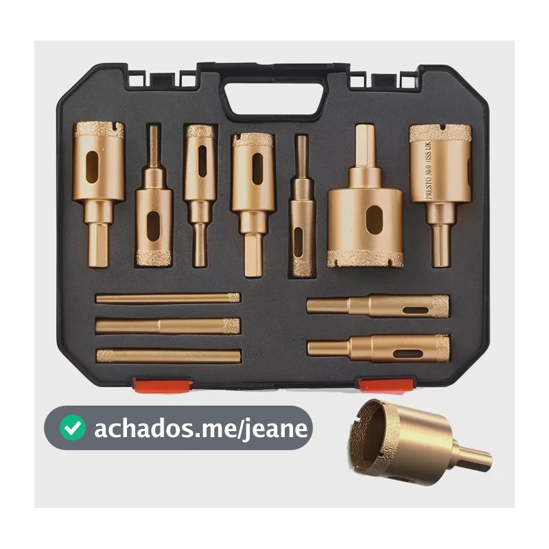 Kit 12 Broca Serra Copo Diamantada 6-35mm Vidro Ceramica