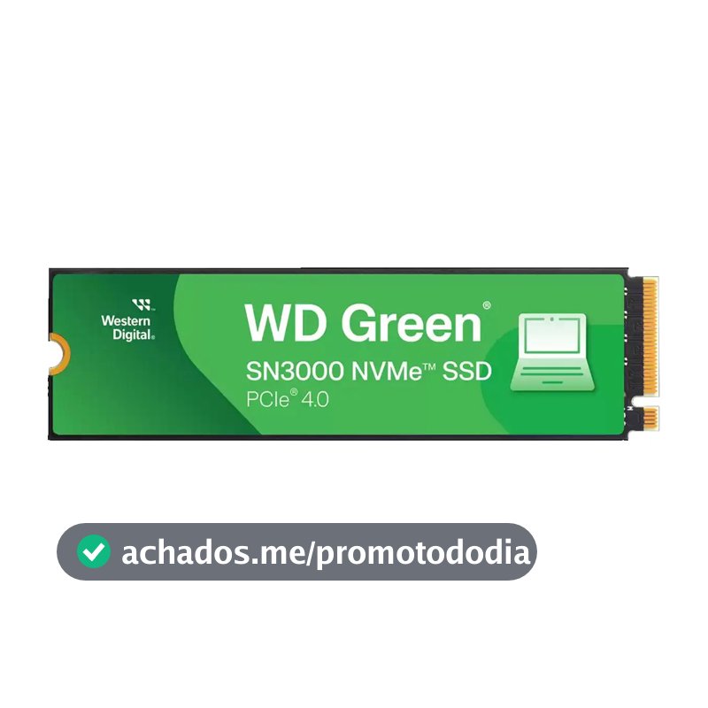 SSD 1TB M.2 NVMe PCIe 4.0 Western Digital Sn3000 Velocidade de Leitura e Gravação 5000/4200 MB/s WDS100T4G0E-00CPS0
