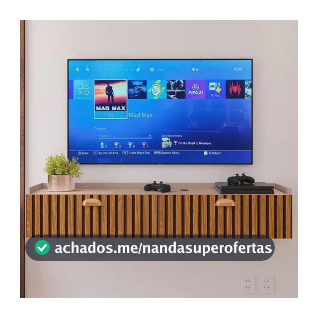 Rack Suspenso Home Bancada Sala Escrivaninha 2 Portas Quarto Fendi/ripado