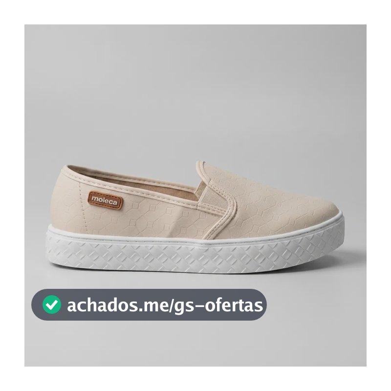 Tênis Slip On Feminino Moleca Texturizado Conforto Off White 38 Br