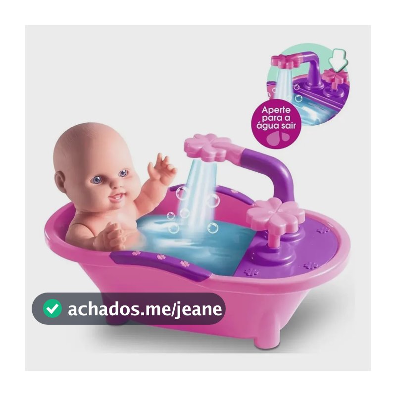 Boneca Banho Com Banheira Que Sai Água Milkinhas Petit 20 Cm