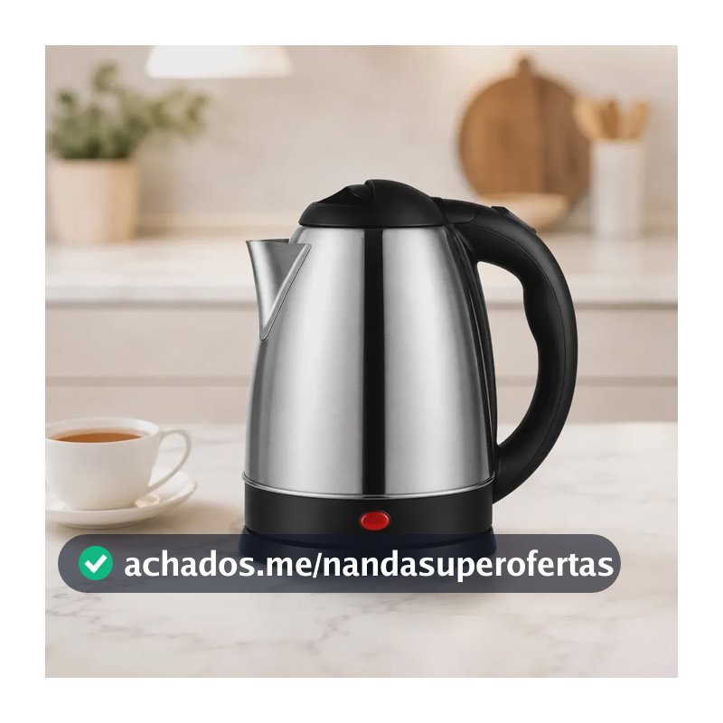 Chaleira Elétrica Inox 1,8L Jarra Bule Elétrico Aquecimento Rápido Água Quente para Café Chá Cozinha Base Giratória 360° Portátil Prática Resistente