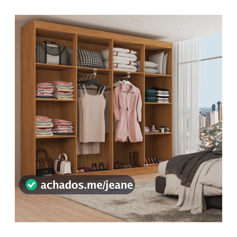 Closet Ele E Ela 8 Prateleiras Cinamomo - Panorama Móveis Cor Marrom