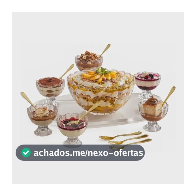 Aparelho Wolff Cristal Sobremesa 13 Pçs Bowl 6 Taças 125ml Brinde 6 Colheres Gold Luxo Geneva
