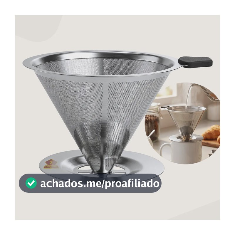 Coador De Café Inox 103 Com Filtro Permanente Reutilizável Aço Inox Premium Durável Fácil De Lavar