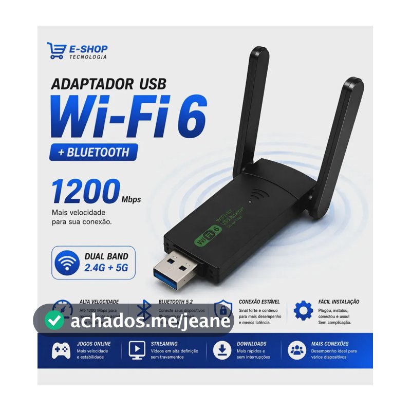 Adaptador Wifi Usb Computador 3.0 Gigabit Dual Band 1200mbps