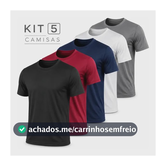 Kit 5 Camisetas Básicas Masculina Dry Fit Lisa Tradicional Sortido Lisa G