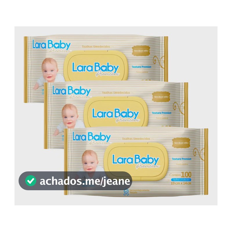 Kit C/03 Toalha Umedecidas Lara Baby Premium C/100un