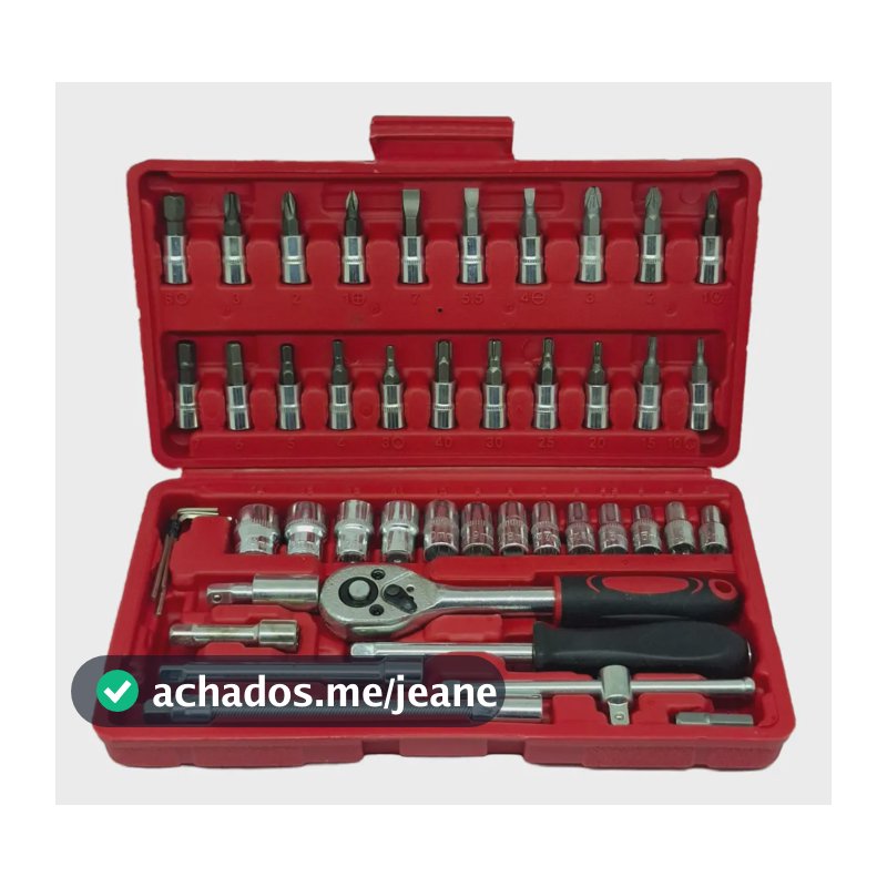 Jogo Kit Ferramenta Catracas Estojo 46 Peças Aço CrV Catraca Crique