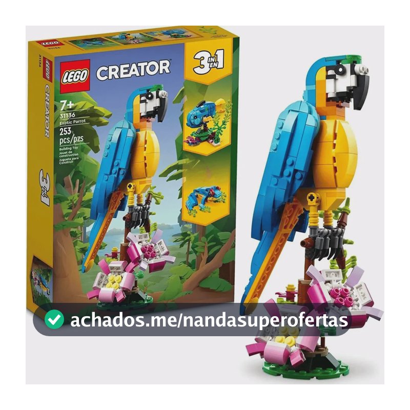 Lego Creator 3 em 1 Exotic Parrot 31136 253 peças na caixa