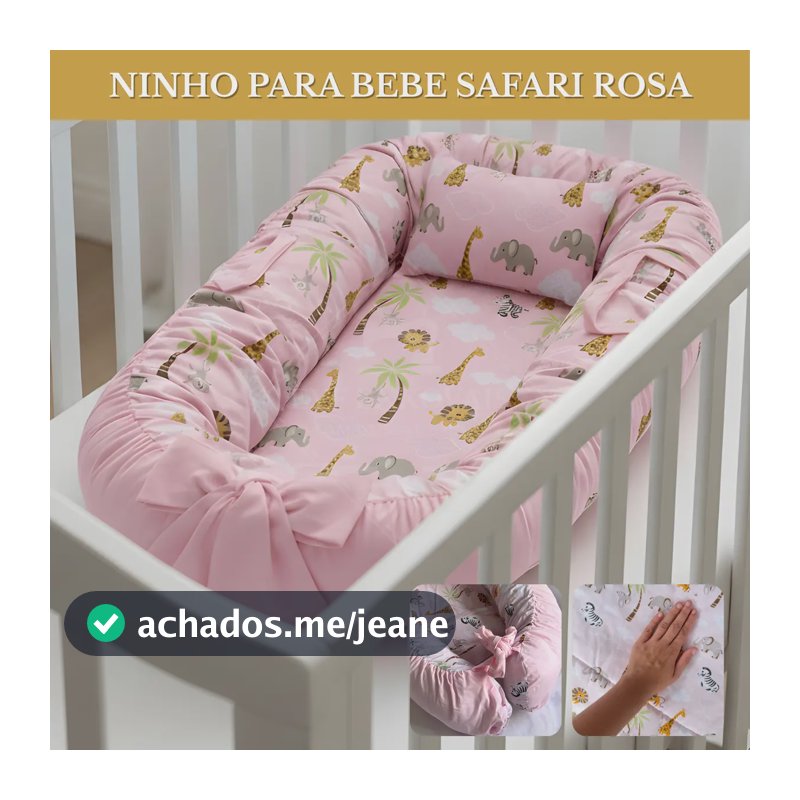 Ninho Redutor Para Bebê Recém-nascido Maternidade Super Macia Conforto E Proteção - Safari Rosa