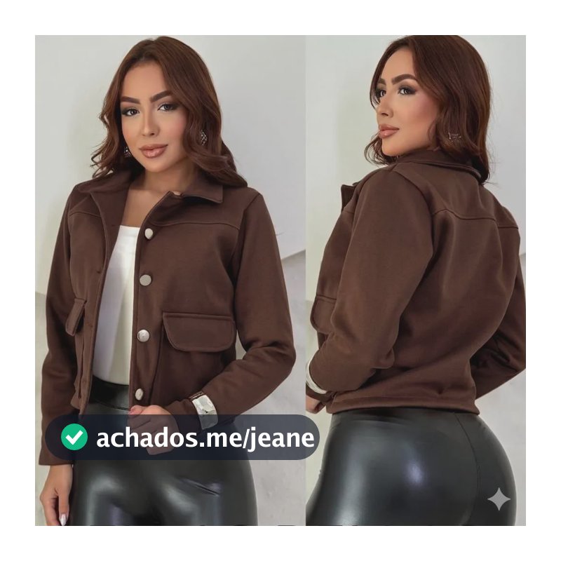 Jaqueta Feminina Casaco Para Inverno Lã Batida Agasalho Marrom Gg Liso