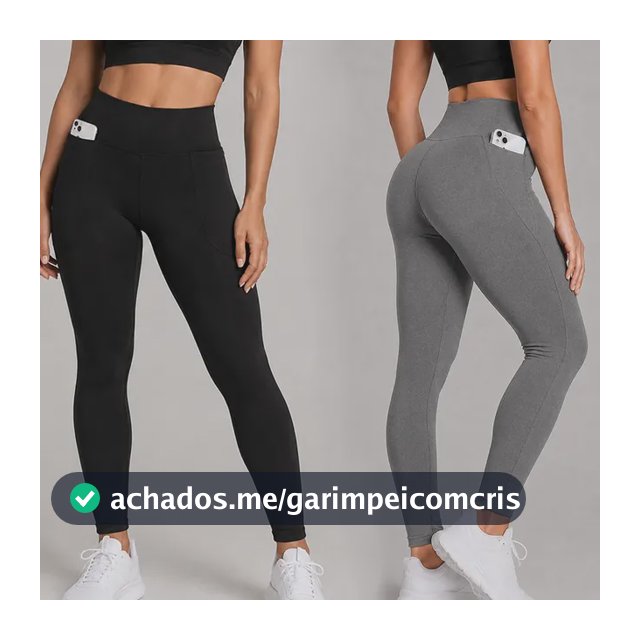 Kit 2 Calças Legging Feminina Grossa Cintura Alta Com Bolso