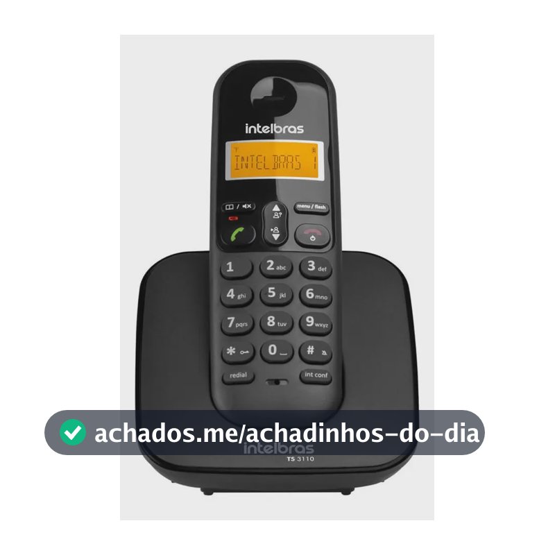 Telefone Sem Fio Intelbras Ts 3110 Preto Visor Luminoso Com Identificação de Chamadas