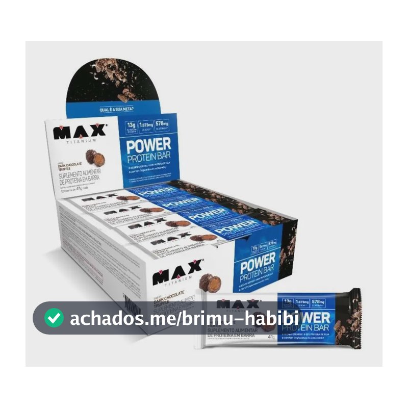 Power Protein Bar 41g Display Com 12 Unid Max Titanium Sabor Dark chocolate truffle