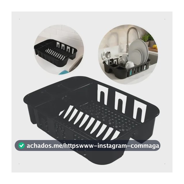Escorredor de Pratos Copos Talheres Médio Preto Plástico Resistente Organizador de Pia Ideal Cozinha Compacto Moderno Secagem Rápida Porta Utensílios Funcional Durável Fácil Limpeza Uso Diário