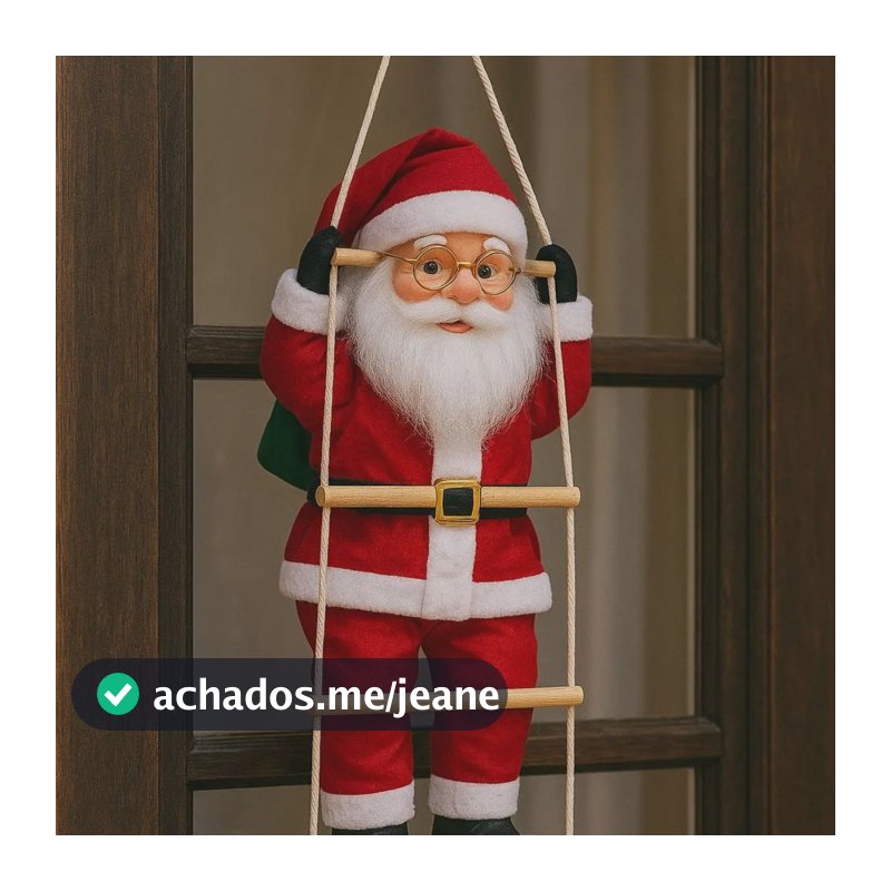 Papai Noel Escalando Escada Enfeite De Natal Porta E Janela Vermelho