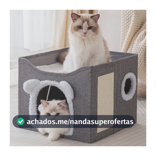Casinha De Gato Arranhar Brincar Ninho Resistente Compacta Cinza