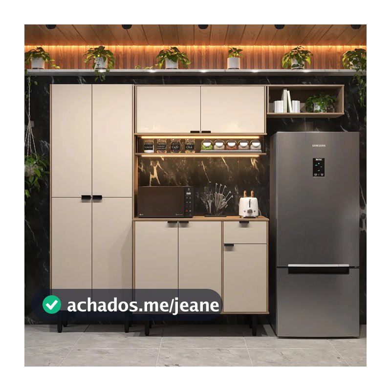 Cozinha Completa Compacta Mdf Off White Estilo Industrial Com Armários Modulados E Puxadores Em Metal Mod: Cozinha Esperta