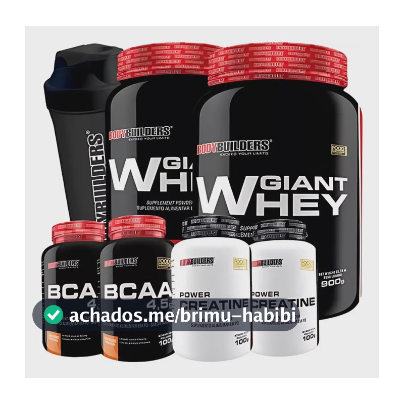 Kit 2x Whey Proteina 2x Bcaa 2x Creatina Coqueteleira Bodybuilders Sabor Baunilha