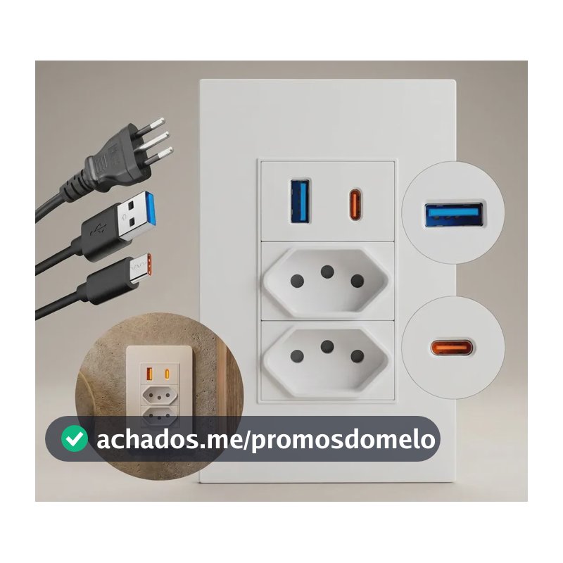 Tomada Dupla De Parede Com Usb E Usb-c 10a Bivolt Branca Duxecom