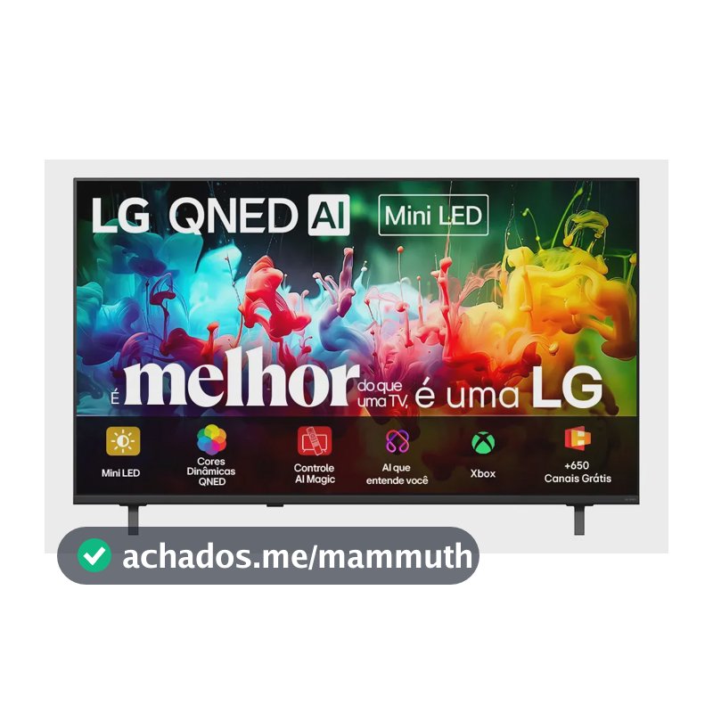 Smart TV 4K 55" LG QNED Mini LED AI QNED70 2026 Processador α7 Ger9 HDR10 Xbox Bluetooth Wi-Fi AI Search Google Gemini webOS 26 - 55QNED70BSA