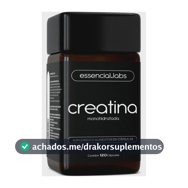 CREATINA MONOHIDRATADA 100% Pura com Matéria-Prima Importada - 3g de Creatina por Dose - 120 Cápsulas