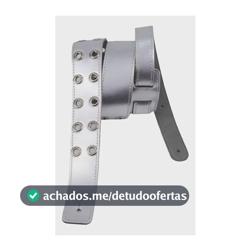 Correia Para Guitarra Couro Silver Leather Grommets 25lgs04