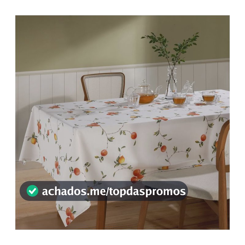 Toalha De Mesa Retangular Dohler 8 Lugares Limpa Facil Clean Estampada Pêssegos