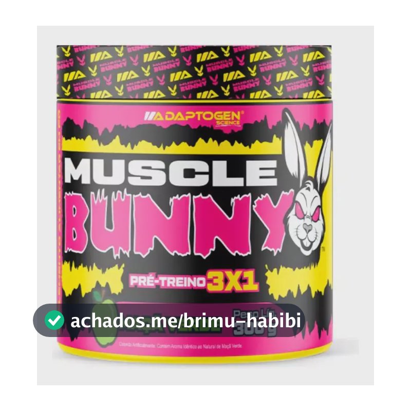 Pré Treino Muscle Bunny C/300g - Adaptogen Sabor Maçã Verde