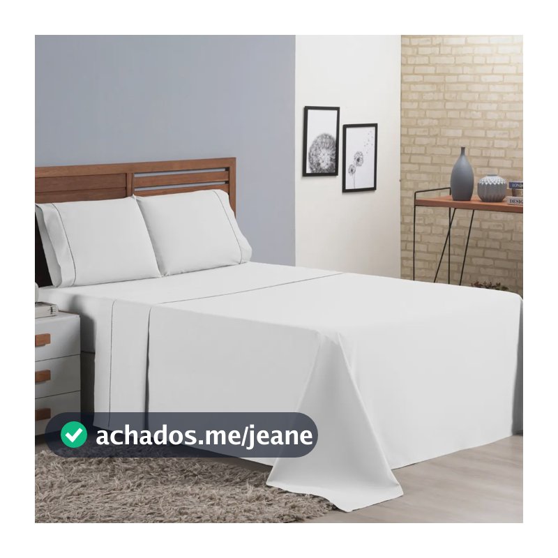 Lençol Casal Padrão 4 Peças Micro Percal 400 Fios Cor Branco Desenho Do Tecido Cor