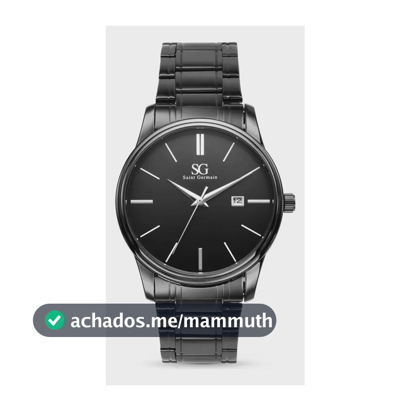 Relógio Chroma Masculino Preto Saint Germain Clássico Caixa Preta Detalhes Prata 42mm