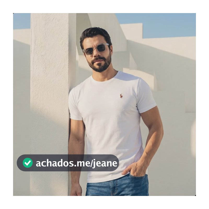 Camiseta Masculina Ralph Lauren Slim Fit Original De Algodão Branco G