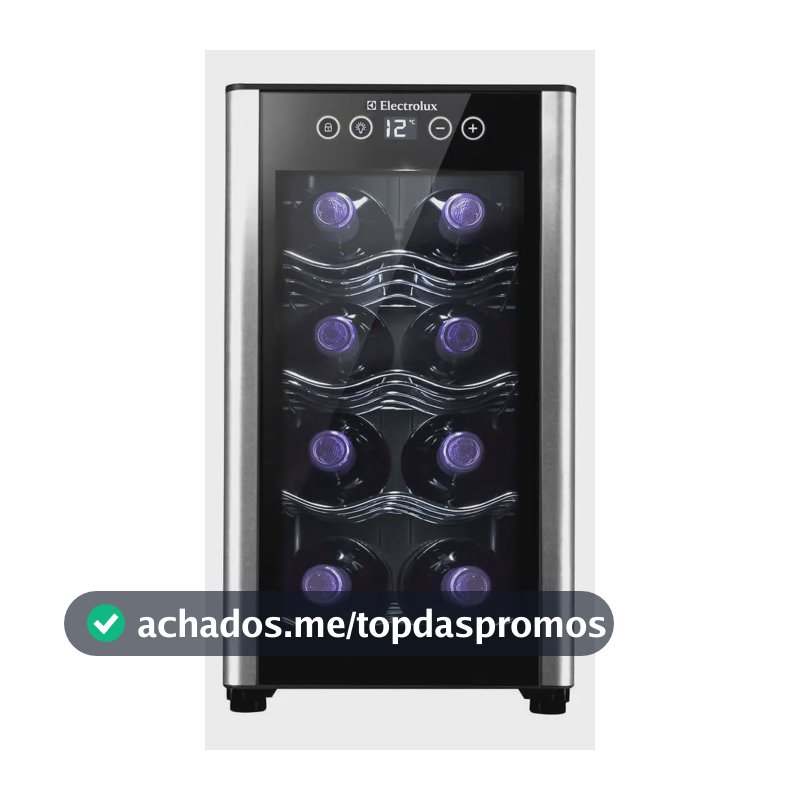 Adega de vinho Electrolux 8 garrafas Uma Porta Acabamento em Alumínio ACB08 Bivolt Preto