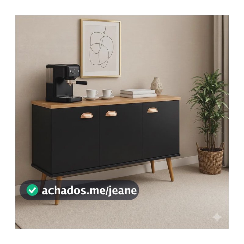 Armário 3 Porta Organizador Balcão Multiuso D Chão Pé Palito Preto