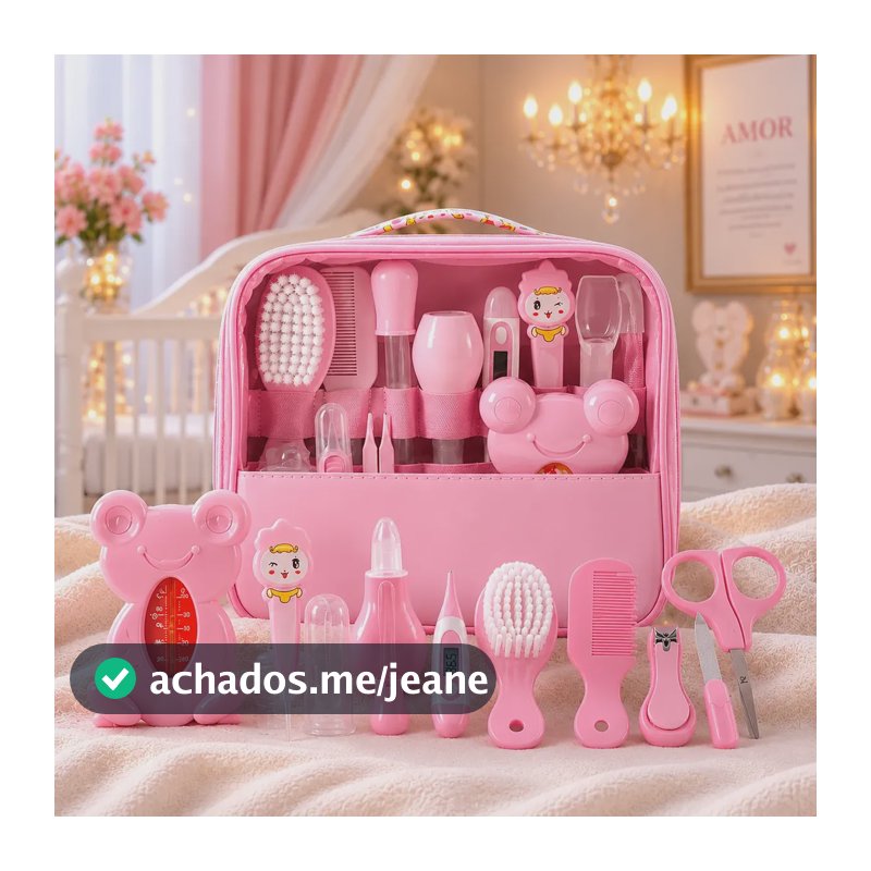 Kit De Cuidados E Higiene Do Bebê Recém Nascido 13 Peças Rosa