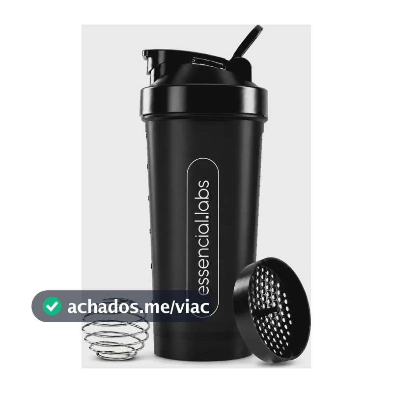 COQUETELEIRA / SHAKER Academia BPA Free Cor Preto - 600ml
